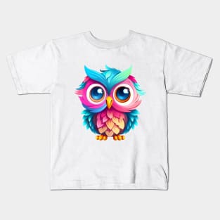 Cute rainbow owl. Sticker Clipart. Kids T-Shirt